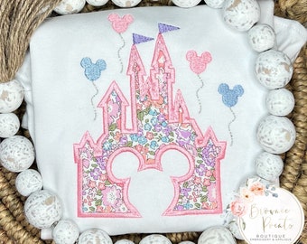 Magical Castle appliqué shirt, ruffle tshirt, ruffle romper