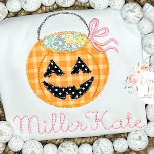 Halloween Pumpkin Applique, Jack o lantern, ruffle tshirt, ruffle bubble, ruffle romper