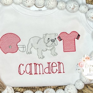 Go Dawgs trio, Football, Embroidered shirt, romper, bubble
