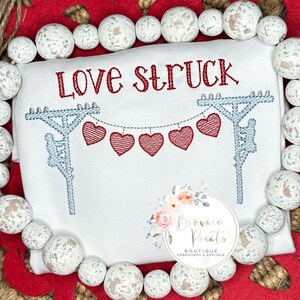 Valentine lineman tshirt, romper, bubble