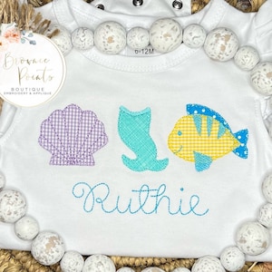 Magical Mermaid appliqué shirt, ruffle tshirt, ruffle romper