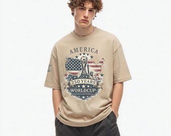 America 250 Years World Cup Trophy T-Shirt | Patriotic USA Flag Soccer Tee