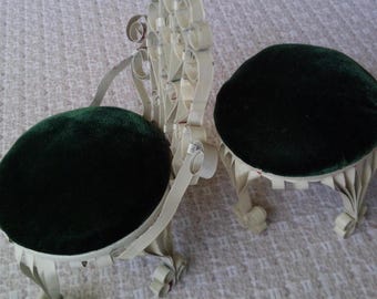 Vintage Doll Patio Set,  Curlicues Mini Furniture, White & Green