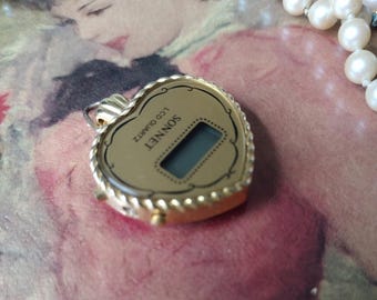 Vintage Heart Watch Pendant, 1970s, Gold tone, As Is