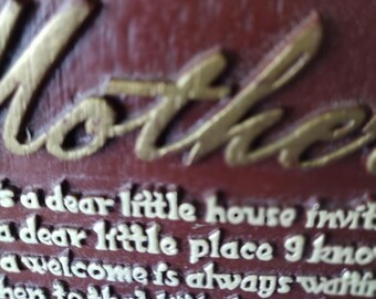 Vintage 1940s Mother Poem Plaque, Souvenir Wall Art, Michigan Lighthouse