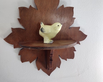 Vintage 1950s Two Wood Maple Leaf Shelves, Handmade Pair