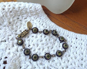 Vintage 1990s Liz Palacios Bracelet, Swarovski Green and Red Crystals