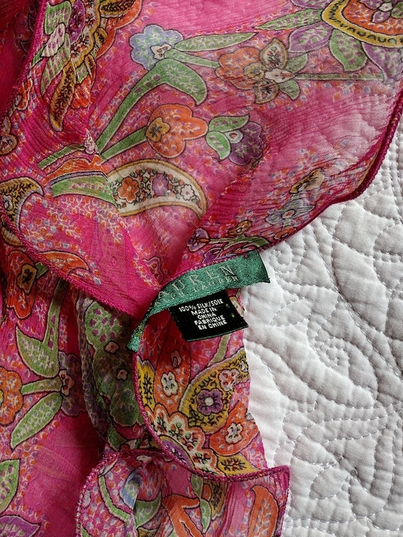 Ralph Lauren 1990s scarf, Pink Paisley Designer Sc