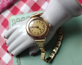 Antique Swiss Made Ladies Watch, Rare 12 o'clock Crown Winder, Art Deco