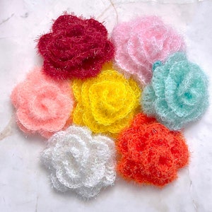 PiniBeni Rose Flower Crocheted Eco Friendly Dish Scrubber Scrubbie | Gift | Party Favors | Housewarming