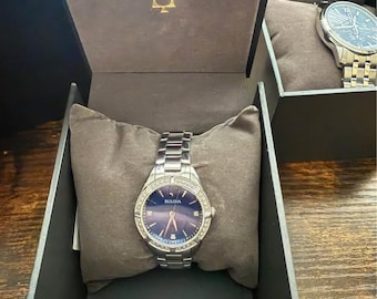 Bulova Sutton Women's Diamond Blue Dial Watch (96R243) brand New In Box