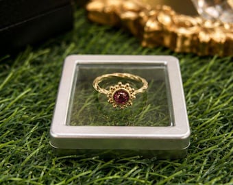 Hermoso anillo llamativo de granate, plata de ley 925, joyería artesanal, anillo de lujo moderno, anillo de joyería de moda, anillo de alto brillo