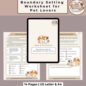 Boundary Setting Worksheet for Pet Lovers | Mental Health Printable (Digital Download)
