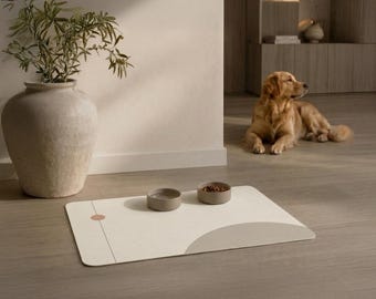 Minimalist Pet Feeding Mat — Japandi Dog & Cat Placemat, Aesthetic Pet Bowl Mat, Designer Home Pet Mat, Modern Pet Accessories for Home