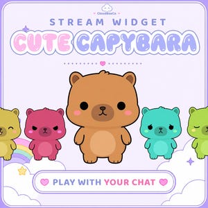 Cute Capybaras - STREAM WIDGET  // for Twitch & YouTube | Interactive Chat Pet Widget for OBS/Streamlabs (Instant Download)