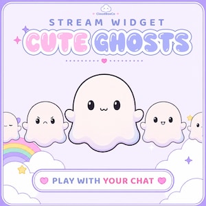 WIDŻET STREAM – Urocze duszki // dla Twitcha i YouTube'a | Interaktywny czat ze zwierzakiem dla OBS/Streamlabs (natychmiastowe pobranie)