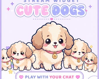 WIDGET PARA STREAMING - Perros adorables // para Twitch y YouTube / Widget interactivo de mascotas para chat en OBS/Streamlabs (Descarga instantánea)