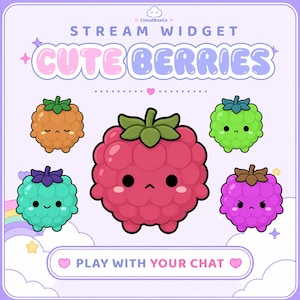 STREAM WIDGET - Cute Berries // for Twitch & YouTube | Interactive Chat Pet Widget for OBS/Streamlabs (Instant Download)