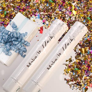 Shredded Metallic Confetti Poppers – Set of 2 or 8 – Multicolor Foil Party Poppers and Streamers