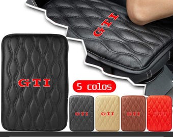 VW GTI Armrest Cover Pad, Car Center Console Cushion Protector for Golf Polo CC T Roc Touran Accessories