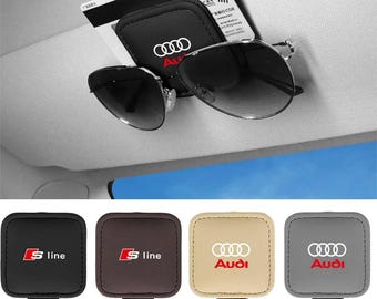 Magnetic Leather Sunglasses Holder for Audi A3 A4 Q3 Q5, Car Sun Visor Clip Eyeglass Holder Case Auto Accessory