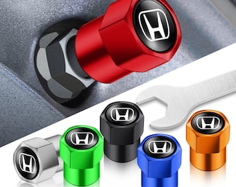 Honda Tire Valve Caps Metal Emblem, Car Wheel Air Valve Stem Caps for Civic Accord CRV Fit HRV Pilot Accessories