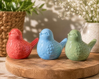 Handmade Ceramic Bird Figurine Ornament Cottagecore Home Decor Bird Lover Gift Shelf Decoration