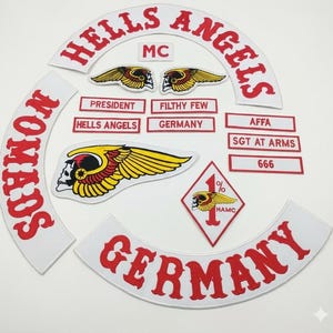 Germany MC Biker Patch Set | Outlaw Rocker Back Patches, Embroidered Vest Jacket