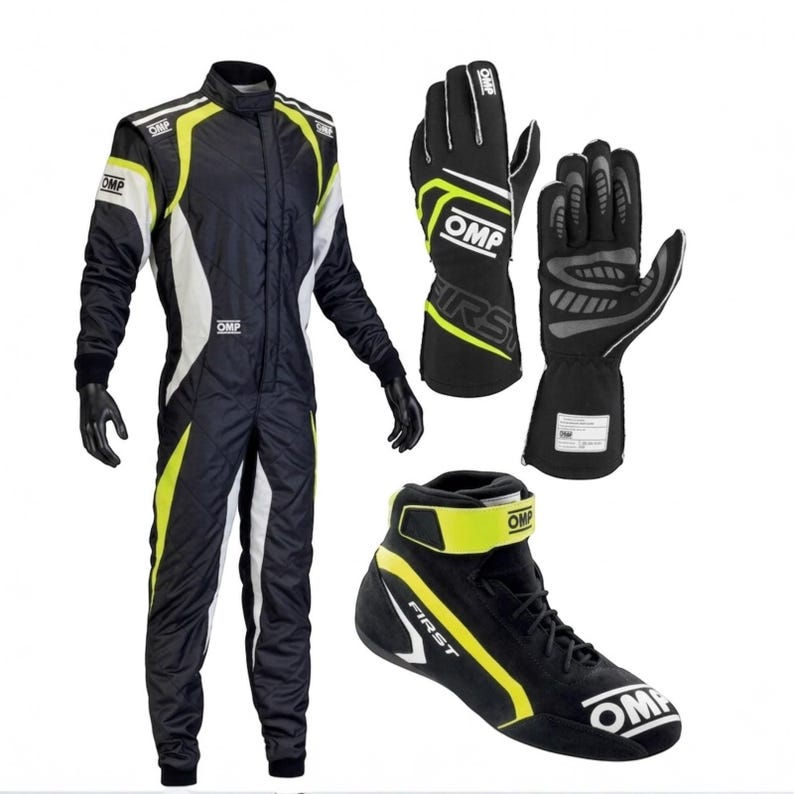 OMP Karting Race Suit Set Gloves Boots white and red CIK FIA Gear image 1