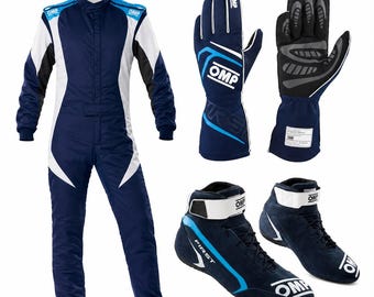 OMP Karting Race Suit Set  Gloves Boots white and red CIK FIA Gear