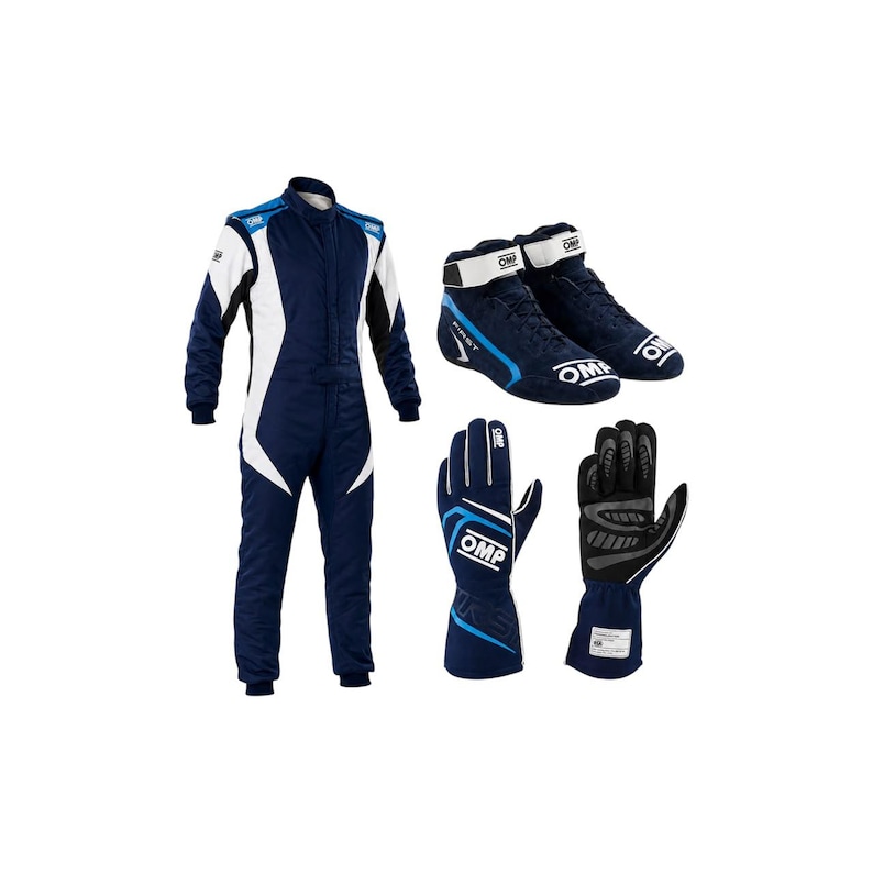 OMP Karting Race Suit Set Gloves Boots white and red CIK FIA Gear image 1