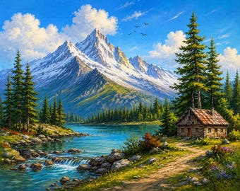 Majestic Mountain Retreat Painting art