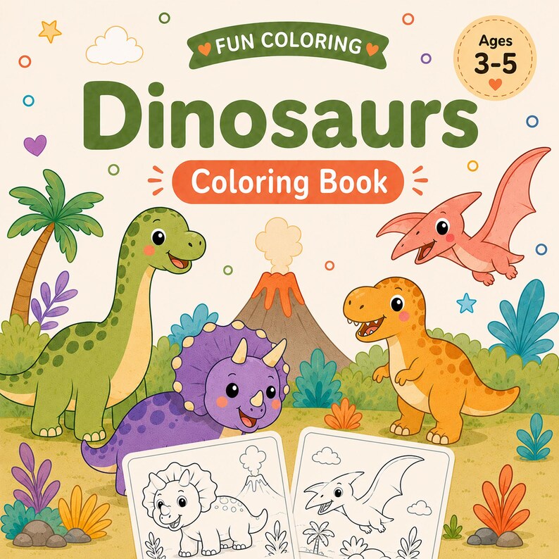 Dinosaurs Coloring Pages for Kids – Printable Dinosaur Coloring Book ...