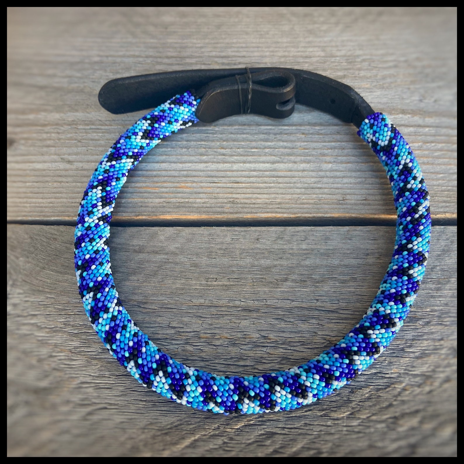 Rolled leather dog collar beaded dog collarboy dog Etsy