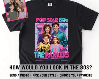 Custom 80s Portrait Shirt, Personalized Retro Family Photo Tee
