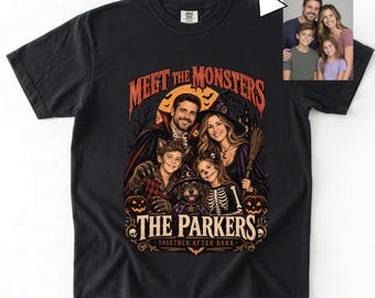 Custom Halloween Family Shirt, Personalized Monster Portrait Tee