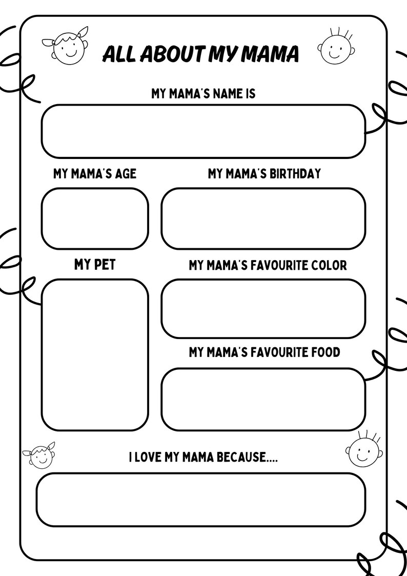 Printable Mothers Day Sheet for Kids Creative Activities - Etsy UK