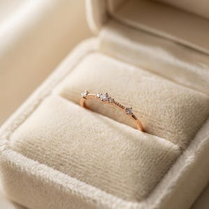 Dainty Moissanite Band, Minimalist Stackable Jewelry, Delicate Promise Gift for Her