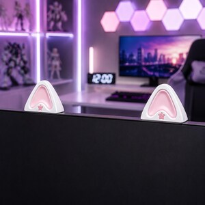 Cat Ears Monitor Decor | 3D Printed Computer Accessory | Gamer Coder Gift
