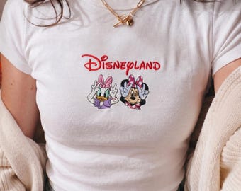 Disney Mickey n Friend Embroidered Baby Tee, Disneyland Trip Outfit, Disney World Babytee, Mickey Friends Tee, Disney Vacation Top