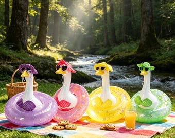 Conjunto de flotador de ganso para porche de Pascua, ropa de ganso de 58 cm, disfraz de ganso para piscina, divertido conjunto de decoración de ganso para jardín