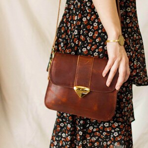 brown leather crossbody bag. leather crossbody bags for women. small leather crossbody bag. leather messenger purse. leather shoulder bag image 2