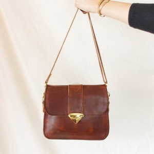 brown leather crossbody bag. leather crossbody bags for women. small leather crossbody bag. leather messenger purse. leather shoulder bag image 4