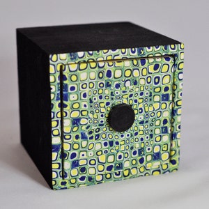 Abstract Green and Blue Stacking Box with Drawer, Mosaic Box, Floral Box, Jewelry Box, home and lifestyle, Polymer Clay Mille Fiori