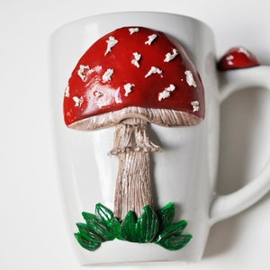 Red Mushroom Natural Mug, Decorative Mug, Woodland Mug, Three Dimensional Mug design, Drinkware, Home decor, Fly agaric