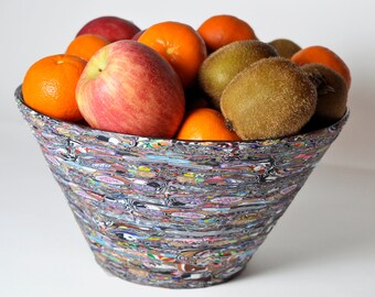 Tall Mosaic Bowl, Mille Fiori Bowl, Stroppel Cane, Polymer Clay, OOAK, Fruit Bowl, Salad Bowl, Functional Bowl