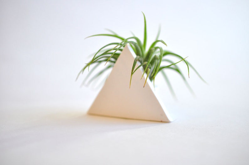 Trending Triangle Mini Air Plant Planter White, Plant not included image 1