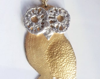 Rare Jomaz Vintage Owl Pendant, Huge Hippie Chic Vintage Necklace, Statement Jewelry, Owl Necklace