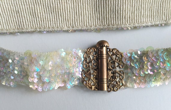 Vintage Sequin Belt, Formal Wedding Accessory, Br… - image 9