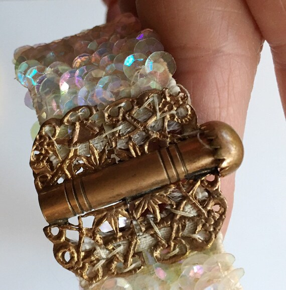 Vintage Sequin Belt, Formal Wedding Accessory, Br… - image 4